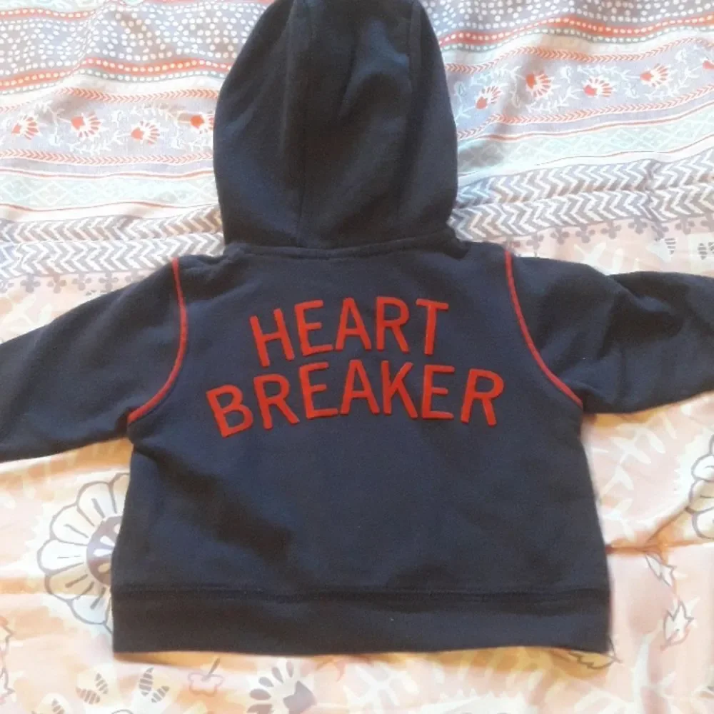 Baby Gap 0-3 mo HEART BREAKER zip up hoodie Blue/Red